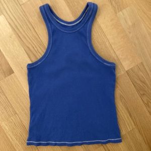 Everlane Tank Top Womens Small Blue The Rib Cutaway Organic Cotton High Neck